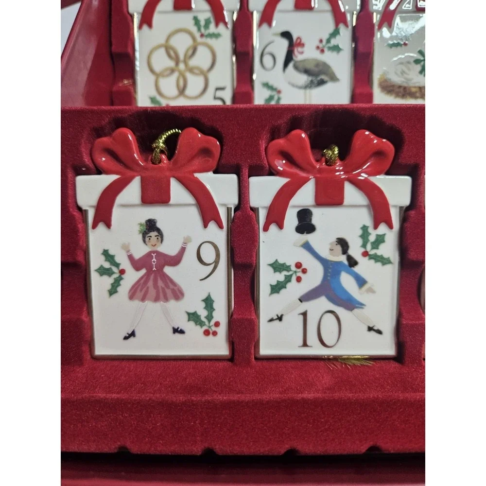 Lenox 12 Days of Christmas 12 PC Ornament Set Porcelain Gift Box Complete